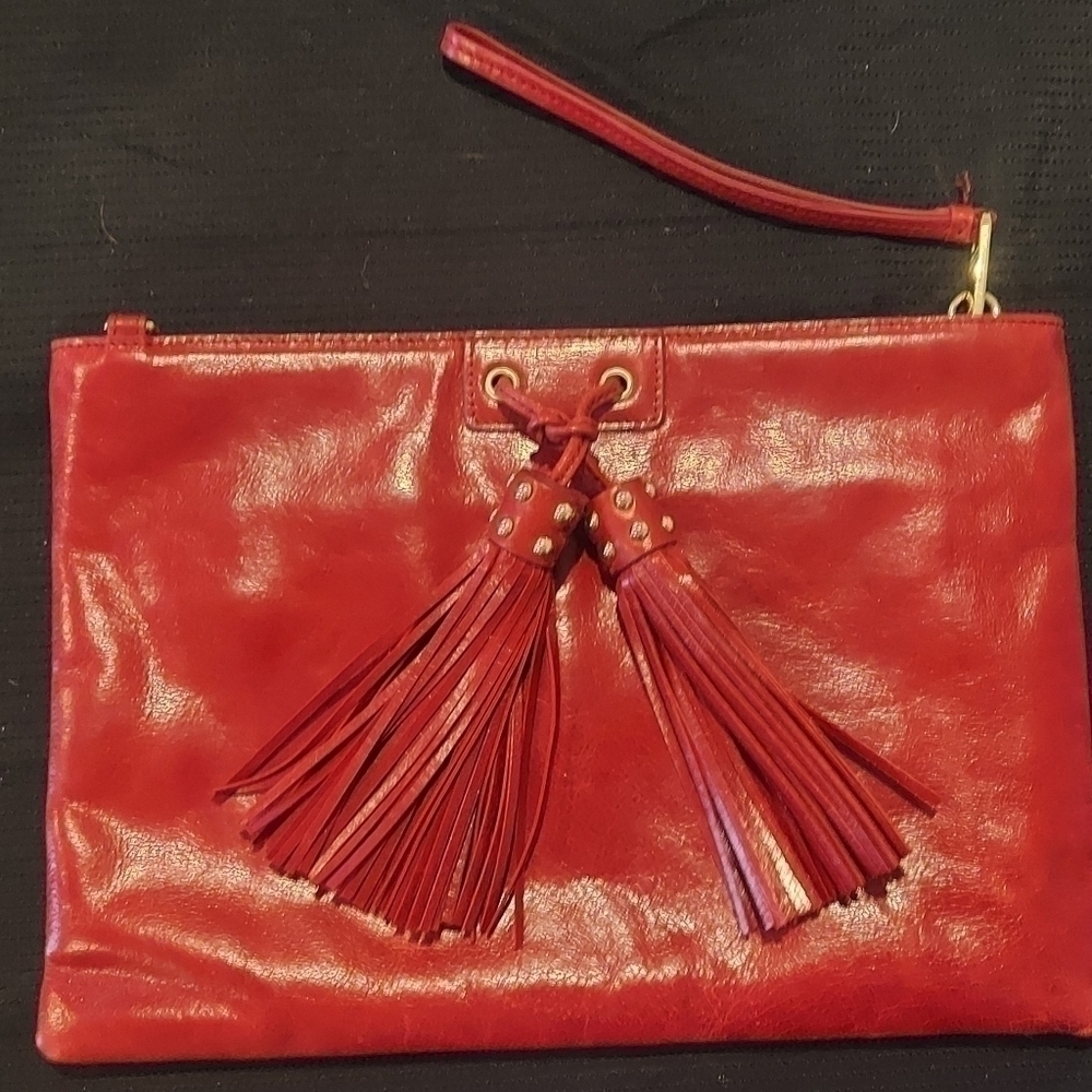 Badgley Mischka Red Tote/Wrislet With Tassles